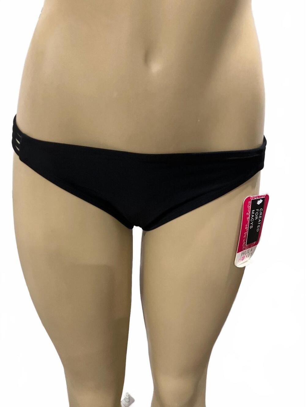 NWT Hula Honey Black Bikini Bottoms with Strappy Side Detail